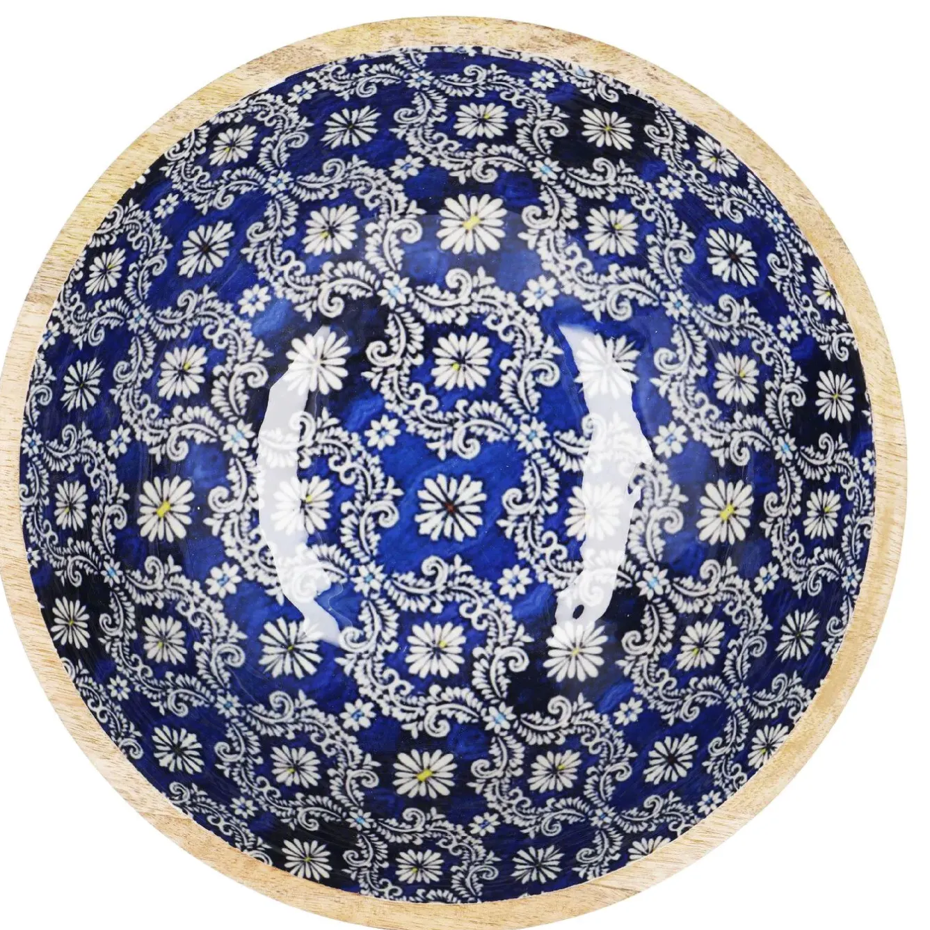 Online Holzschale Motiv, Blau/weiß, 30 Cm Schalen & Tabletts