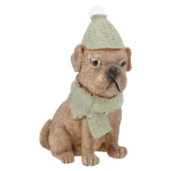 New Hund Mit Mütze, Schal/sitzend, 11 Cm Figuren|Weihnachtsdeko