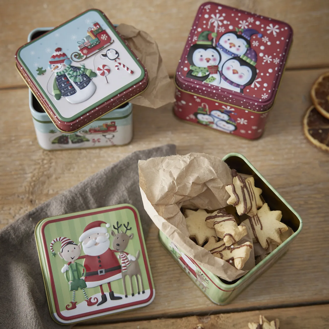 Discount Keksdose Mini, Pinguin/rot, 8 X 8 X 6 Cm Weihnachtsbäckerei|Weihnachten