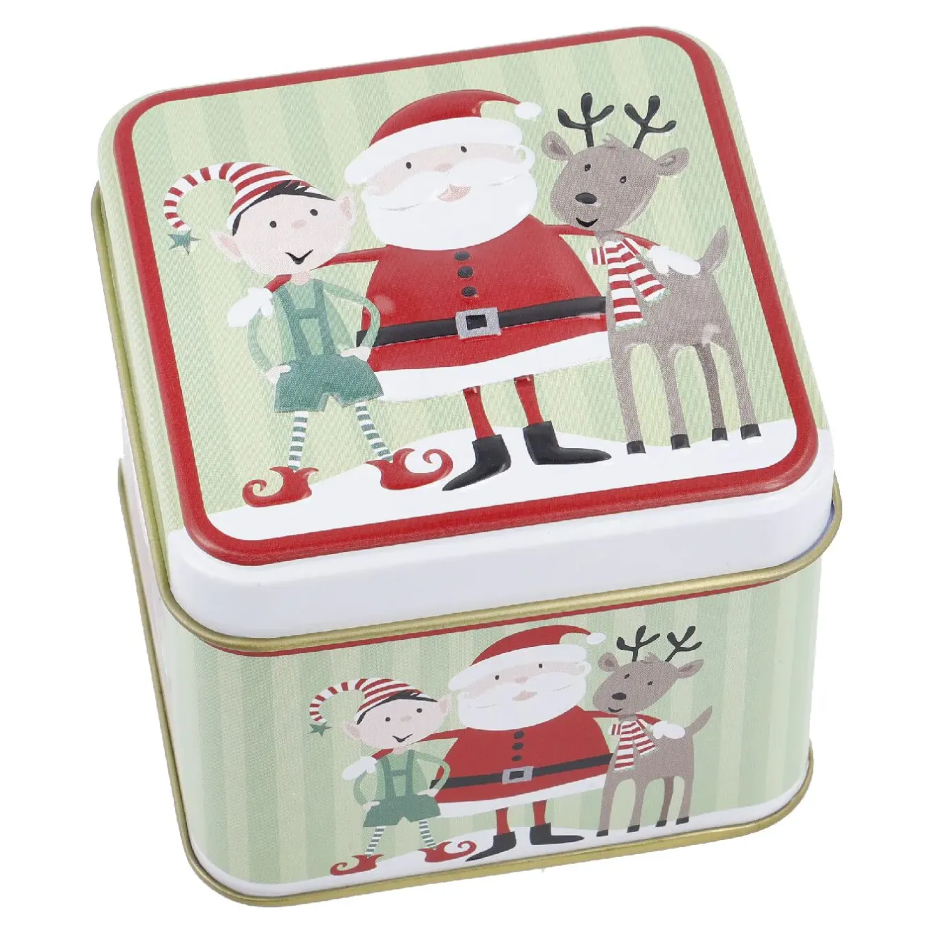 Online Keksdose Mini, Weihnachtsmann/grün, 8 X 8 X 6 Cm Weihnachtsbäckerei|Weihnachten