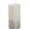 Best Kerze Rustik/Glitter, Weiß/silber, 7 X 13 Cm Kerzen & Kerzenständer|Weihnachtskerzen