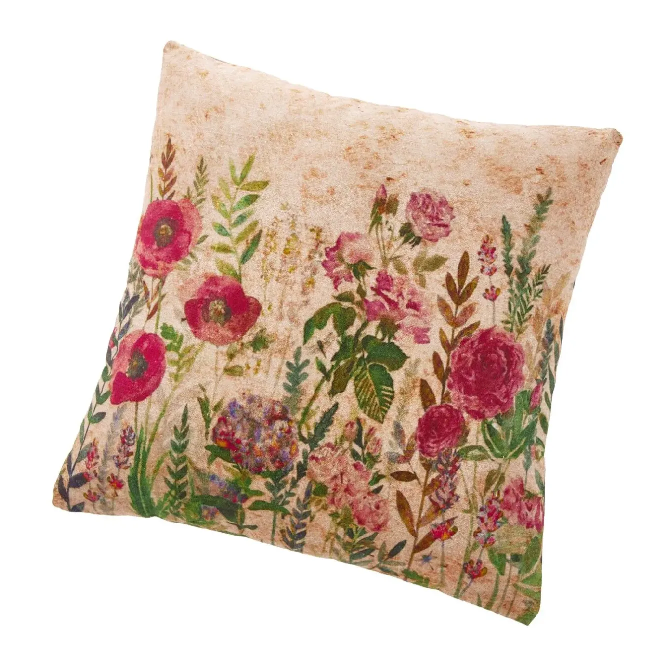 Online Kissen Blumen, Beige/rot, 45 Cm Textilien