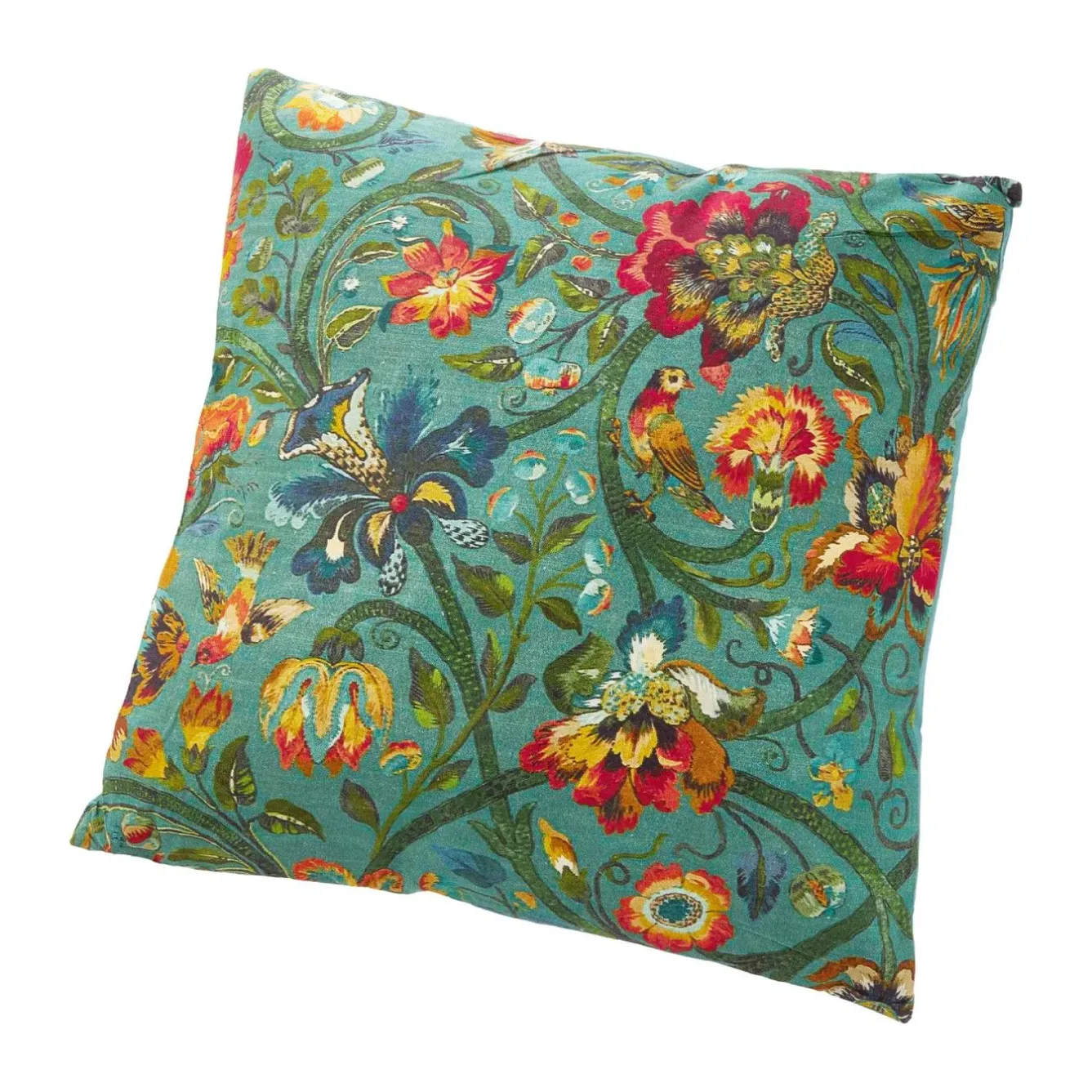 Outlet Kissen Blumen, Türkis, 60 Cm Textilien