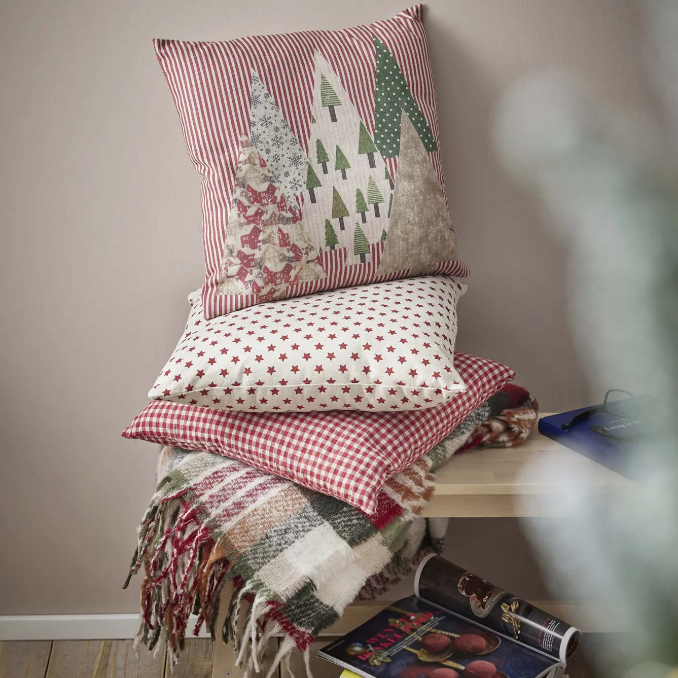 Outlet Kissen Xmas-Muster, Tanne/Streifen, 45 X 45 Cm Weihnachtsgeschenke|Textilien