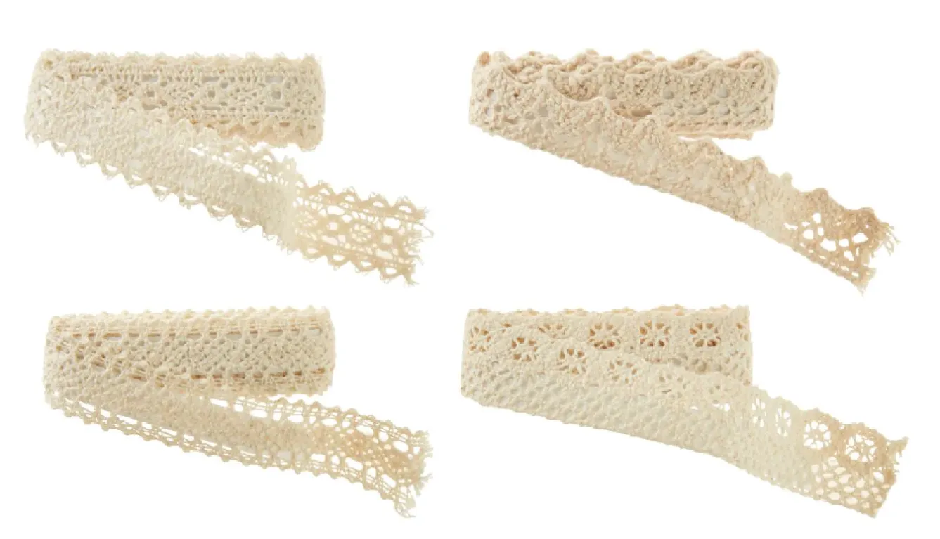 New Klebeband Spitze, Creme, 4x 1 Meter Hochzeitsgeschenke|Gastgeschenke