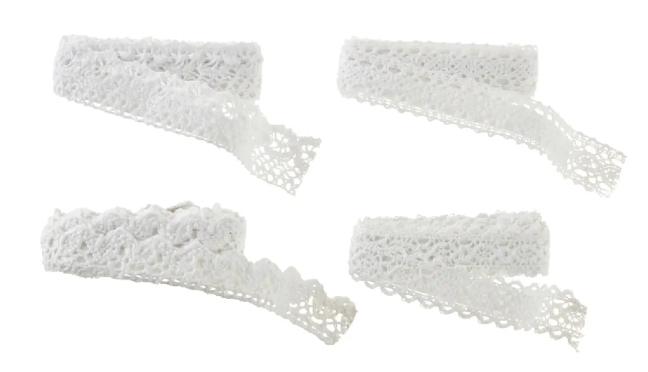 Online Klebeband Spitze, Weiß, 4x 1 Meter Hochzeitsgeschenke|Gastgeschenke