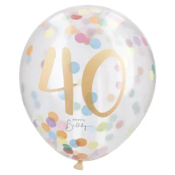 Konfetti-Ballon Geburtstag, 40, 6 Stück Geburtstag