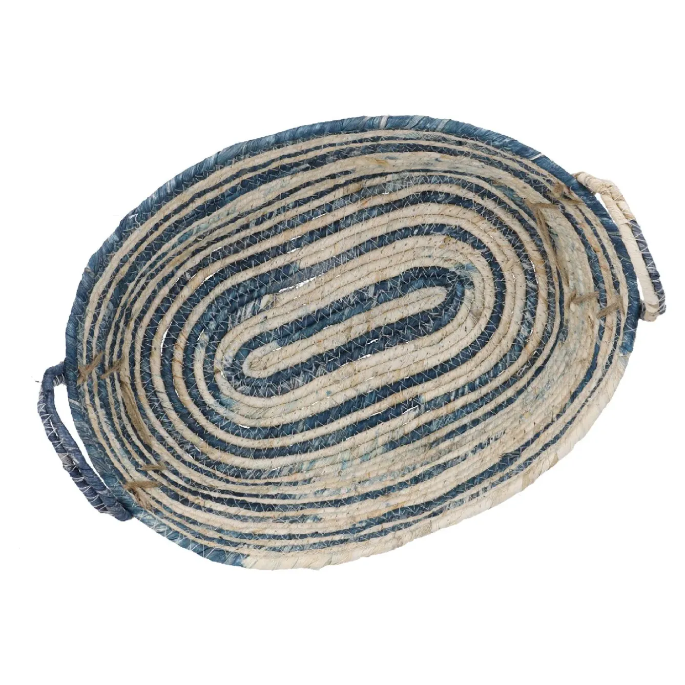 New Korb Streifen, Oval, Blau/natur, 38 Cm Organisation
