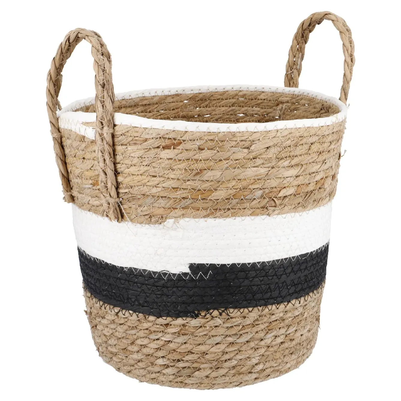 Outlet Korb Wasserhyazinthe, Schwarz/weiß/natur, 26 X 26 Cm Organisation
