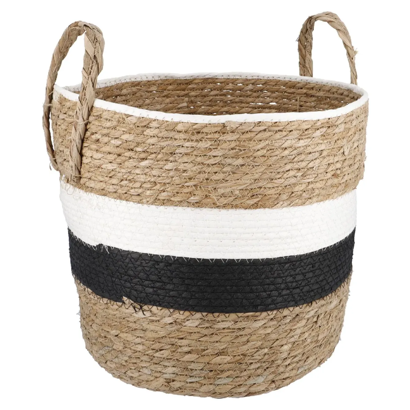 Outlet Korb Wasserhyazinthe, Schwarz/weiß/natur, 34 X 33 Cm Organisation