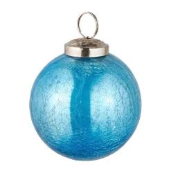 Discount Kugel Craquele, Glatt/blau, 7.5 Cm Weihnachtsbaumschmuck