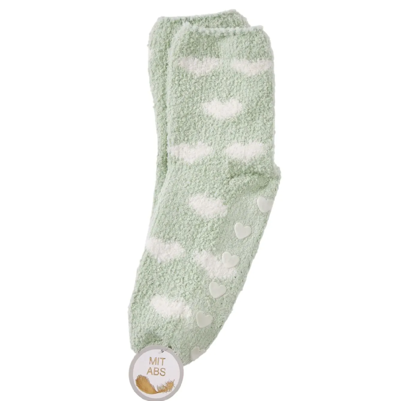 Hot Kuschelsocken Anti-Rutsch, Herzen/grün Geschenkideen|Fashion