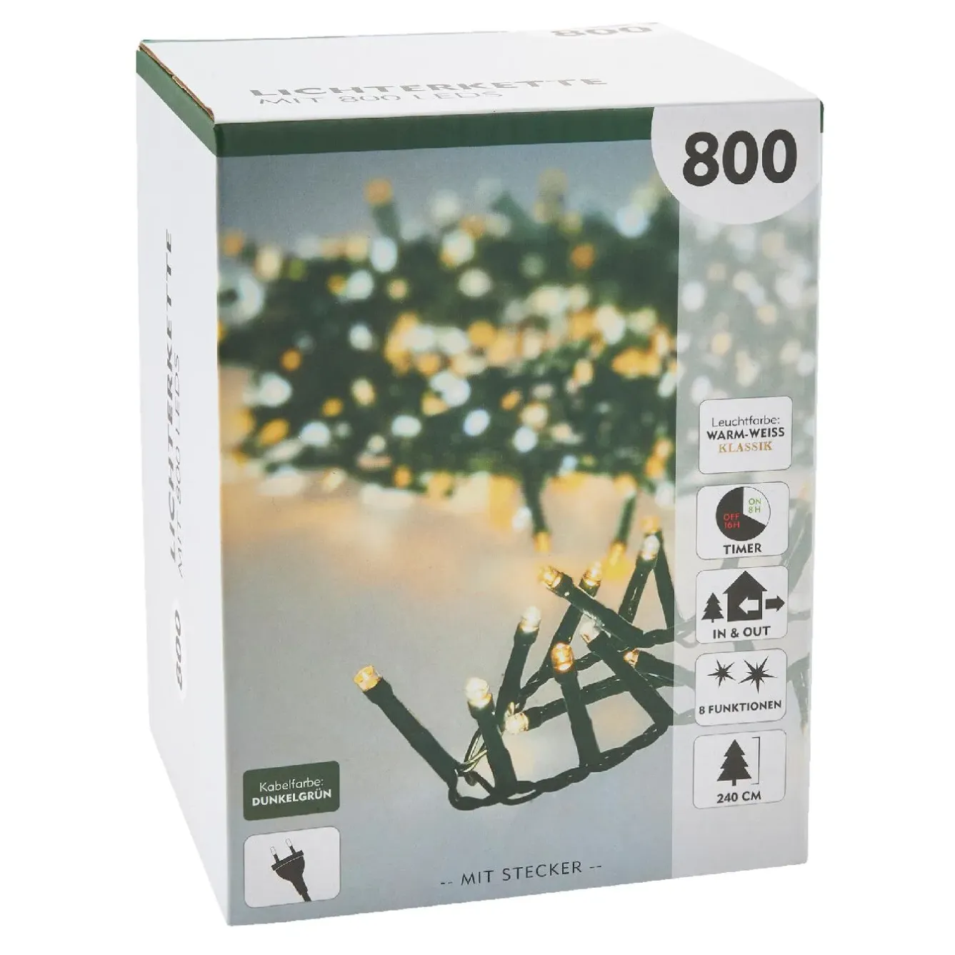 Sale LED-Lichterkette, 8 Funktionen, Warm-weiß, 800 LED Geschenkideen|Lichterwelt