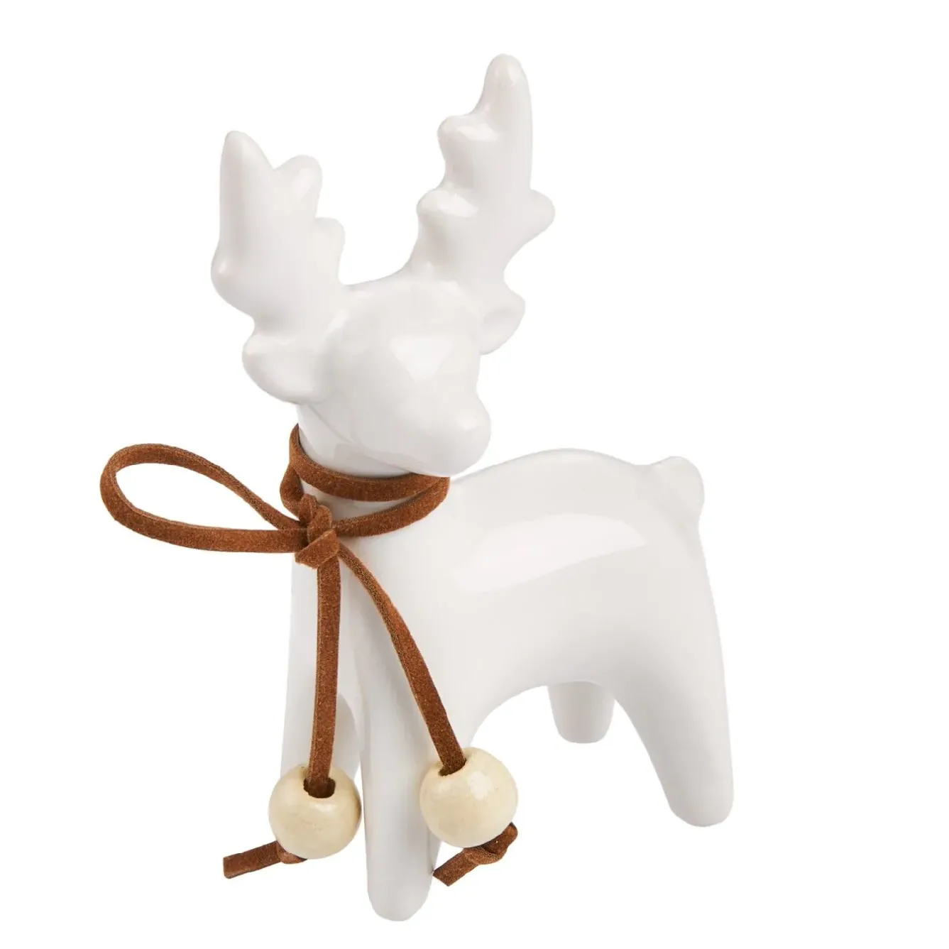 Rentier Schleife, Weiß, 9 Cm Figuren|Weihnachtstraditionen