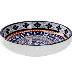 New Schale China, Flach, Blau/orange, 15 Cm Küche