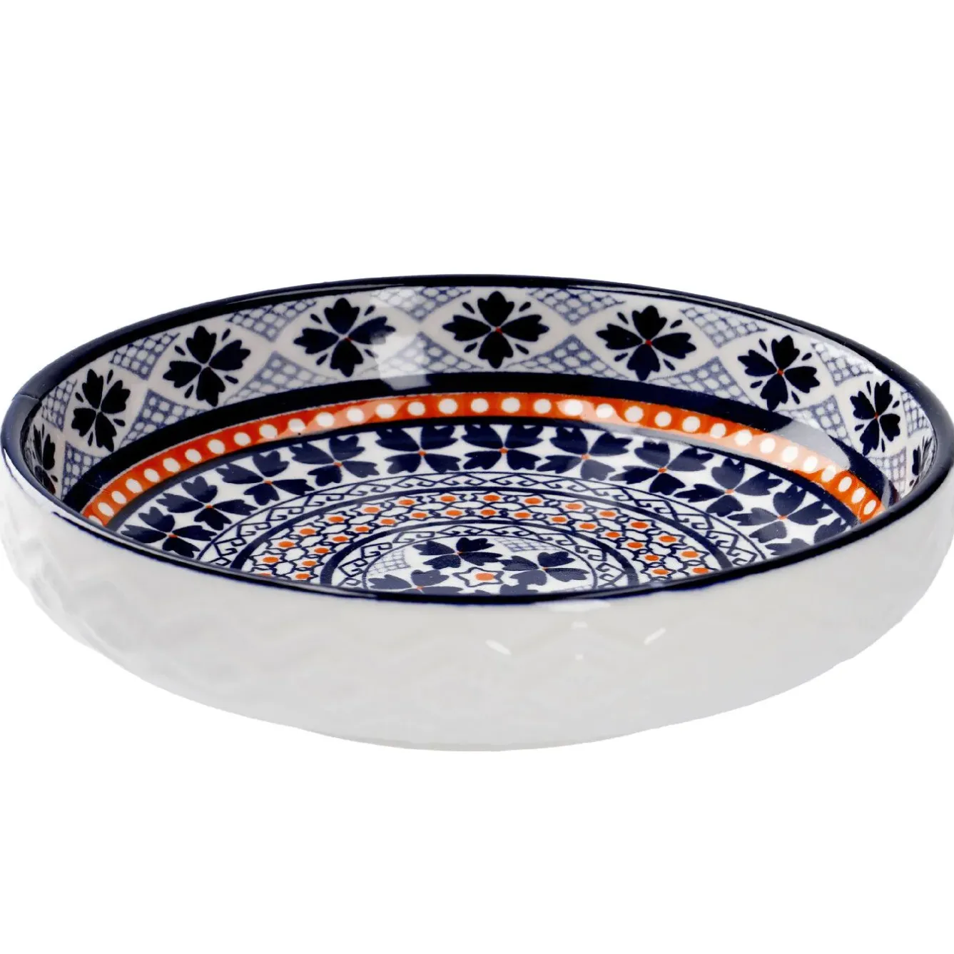 New Schale China, Flach, Blau/orange, 15 Cm Küche