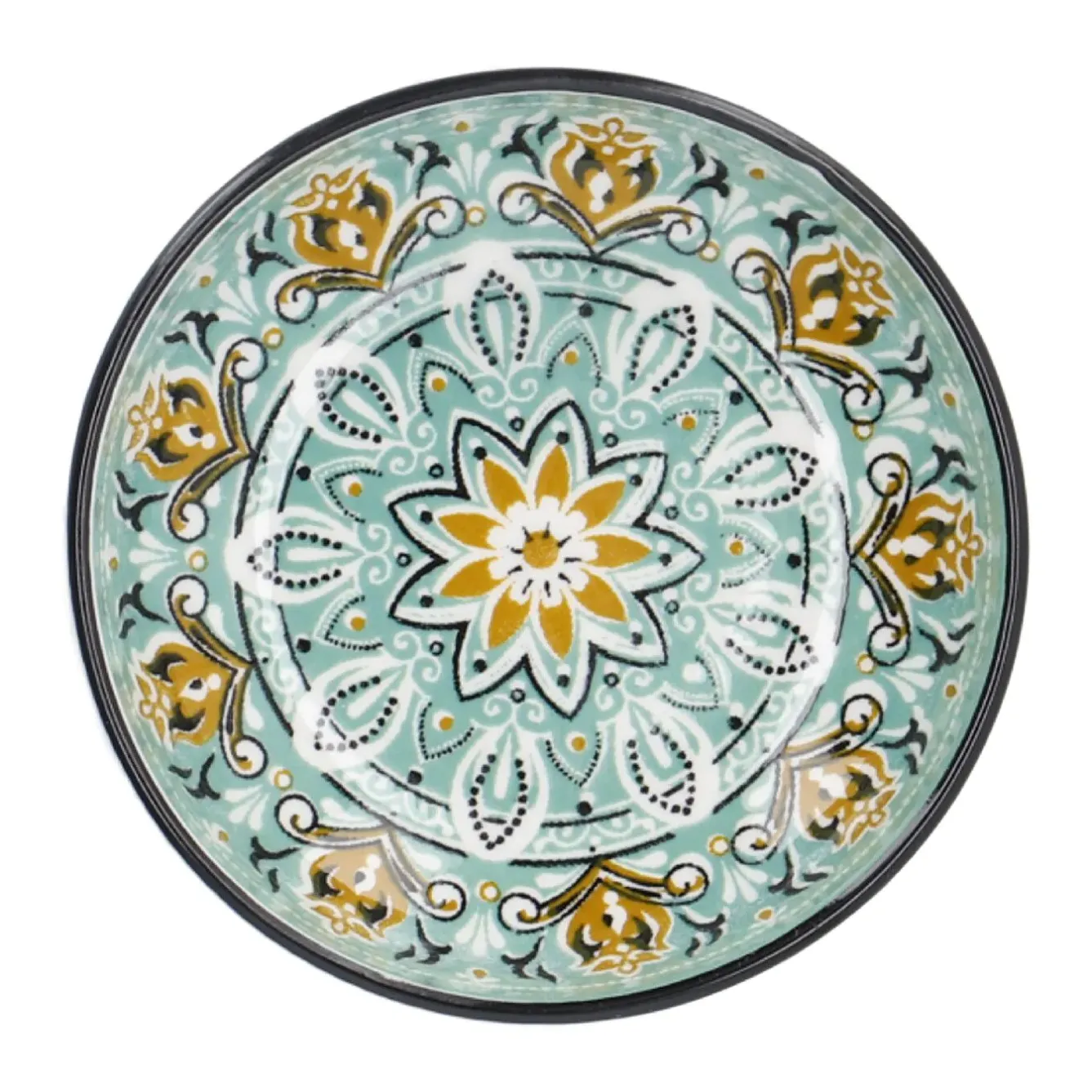 Schale China, Flach, Grün/braun, 9 Cm Küche