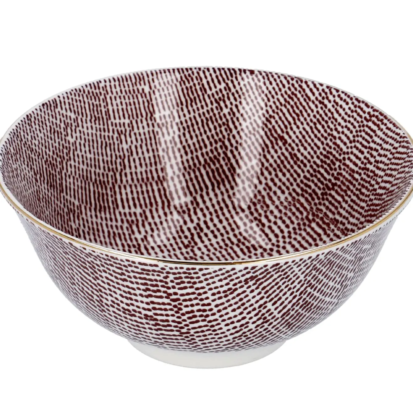 Online Schale China, Groß, Bordeaux/weiß, Striche Küche