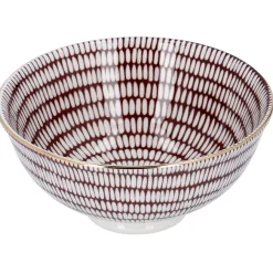 Hot Schale China, Tief, Bordeaux/weiß, Goldrand, Stäbchen/Kreis Küche