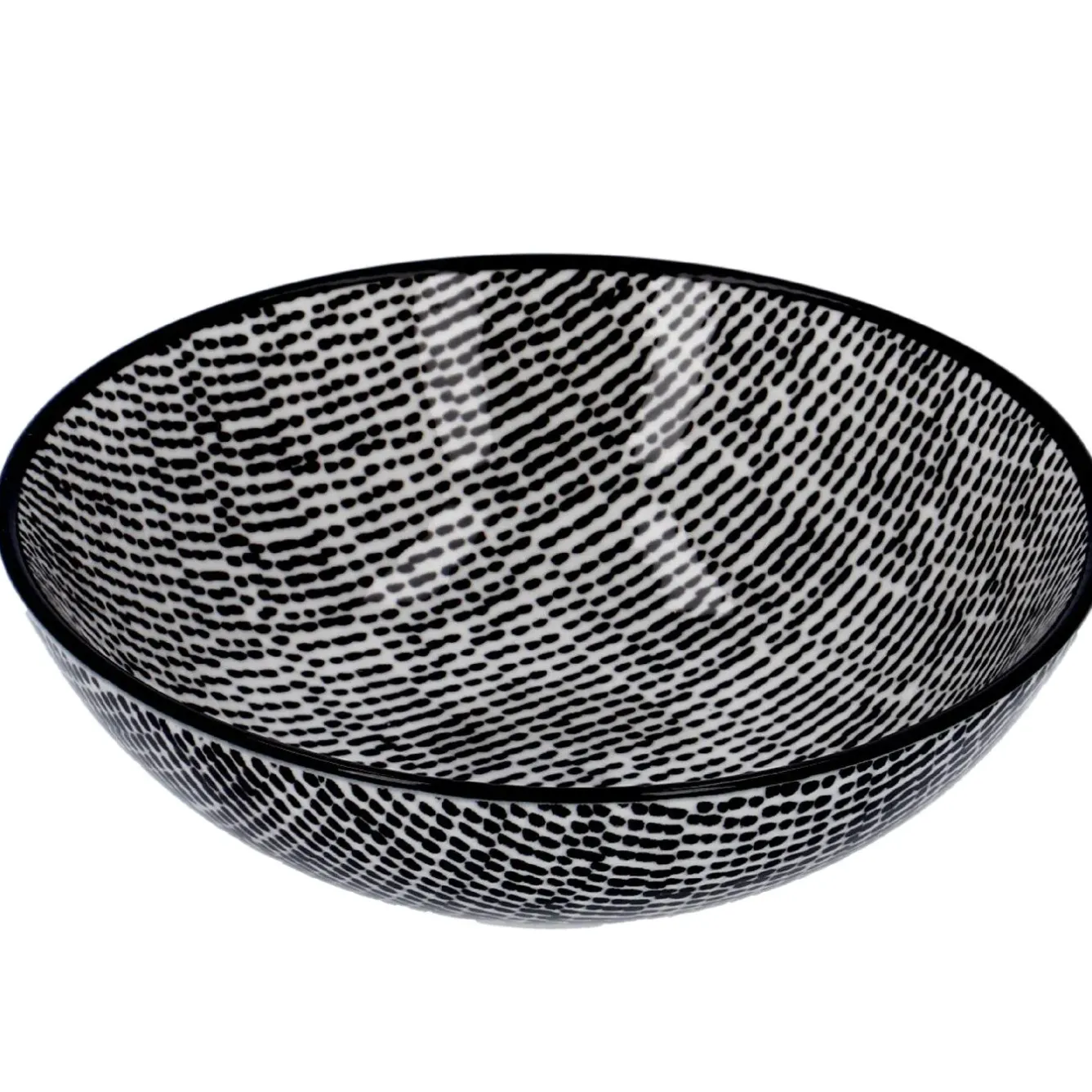 Schale China, Tief, Striche, Schw/wss, 13 Cm Jga|Küche