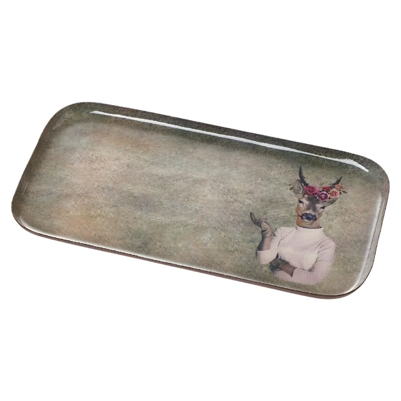 Hot Schale Motiv, Hirsch/Blumen, 30 X 16 Cm Schalen & Tabletts|Weihnachtsdeko