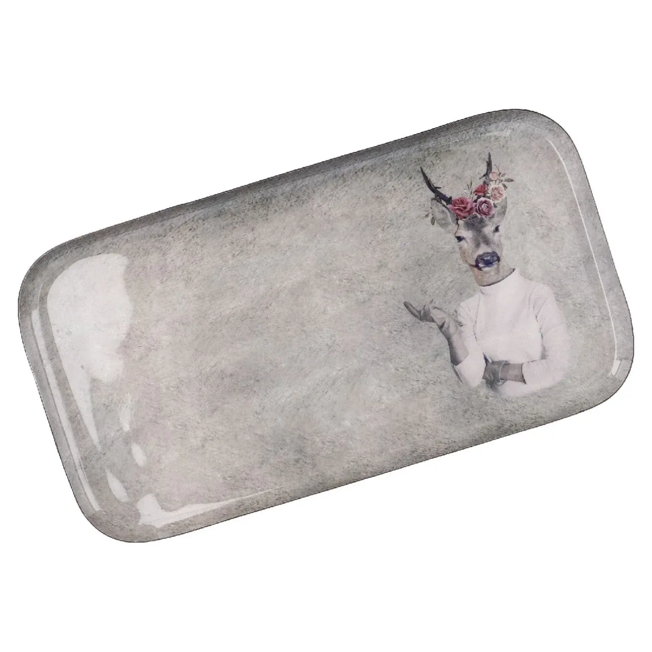 Hot Schale Motiv, Hirsch/Blumen, 30 X 16 Cm Schalen & Tabletts|Weihnachtsdeko