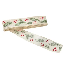 Discount Schleifenband Zweig, Creme/grün, 3 M Adventskalender|Geschenkverpackungen