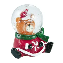 Schneekugel Figur Mit Mütze, Bär, 4.5 X 7.5 Cm Weihnachtsdeko