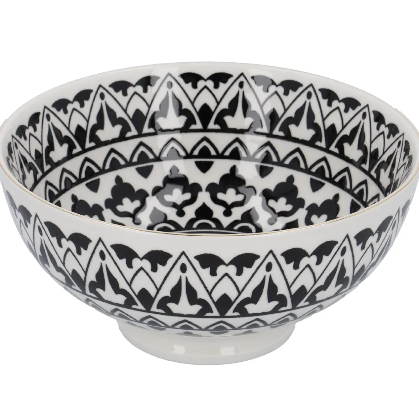New Schüssel China, Goldrand, Schwarz/weiß, Orient Küche