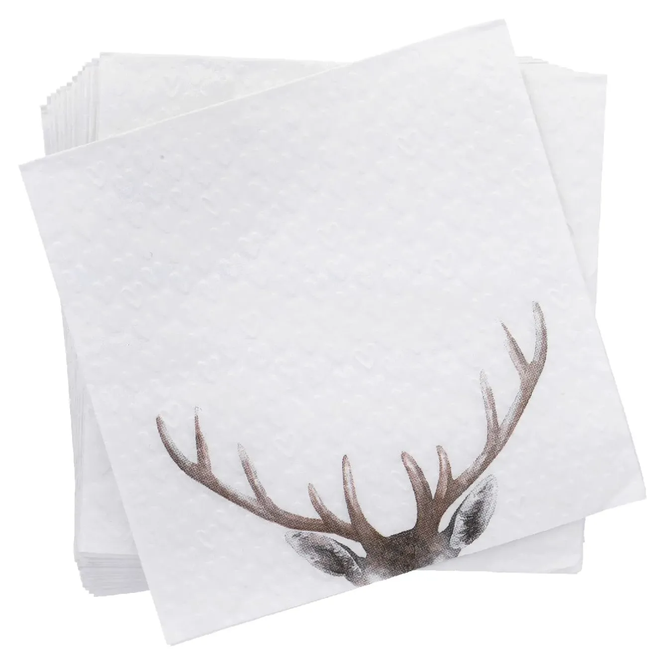Outlet Serviette Geweih, Geprägt, 16 Stück Weihnachtsdeko|Weihnachten