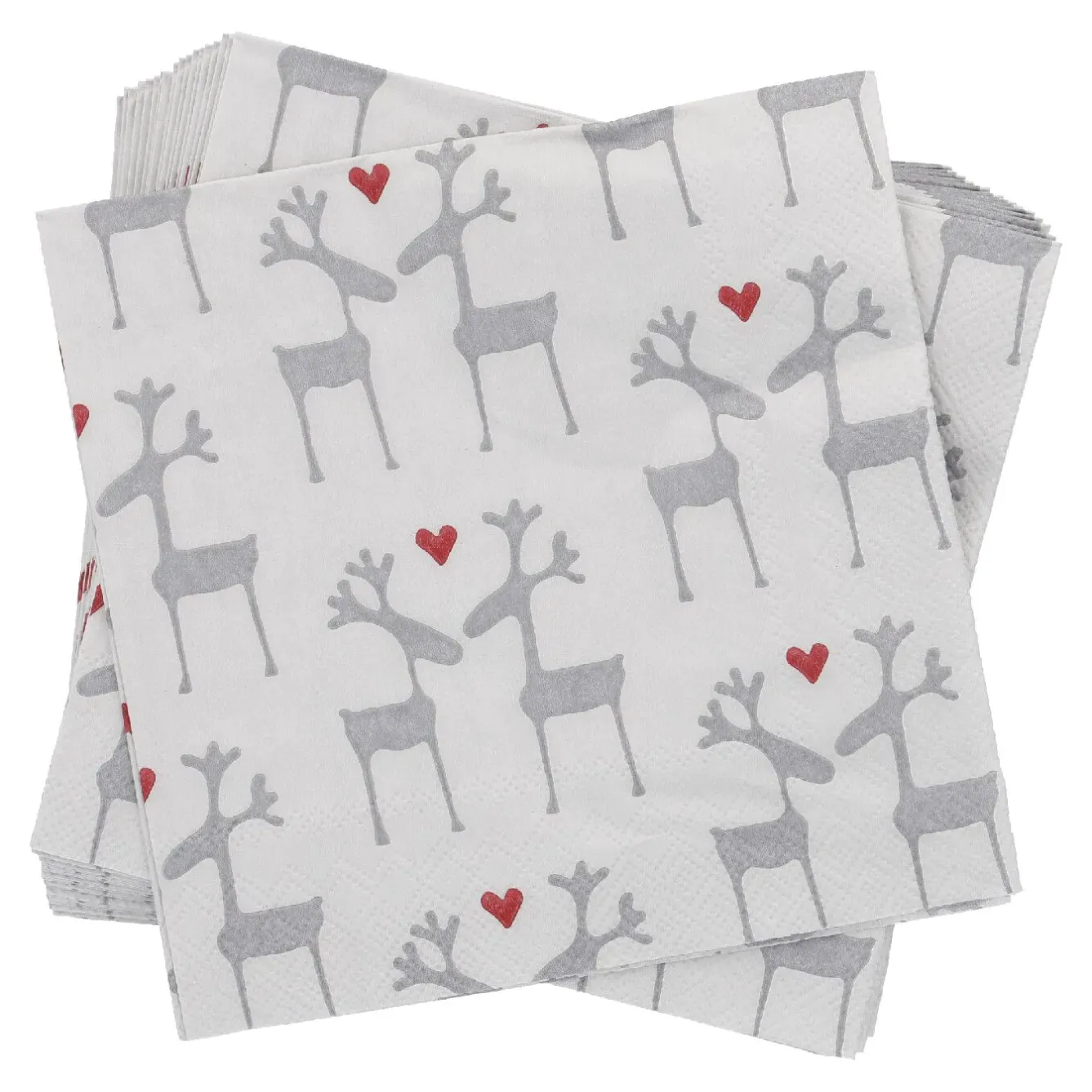 Clearance Serviette Hirsch, Hellgrau, 20 Stück Weihnachtsdeko|Weihnachten