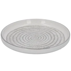 Discount Teller China, Stäbchen/Kreis, Dunkelgrau/wss, 16.5 Cm Küche
