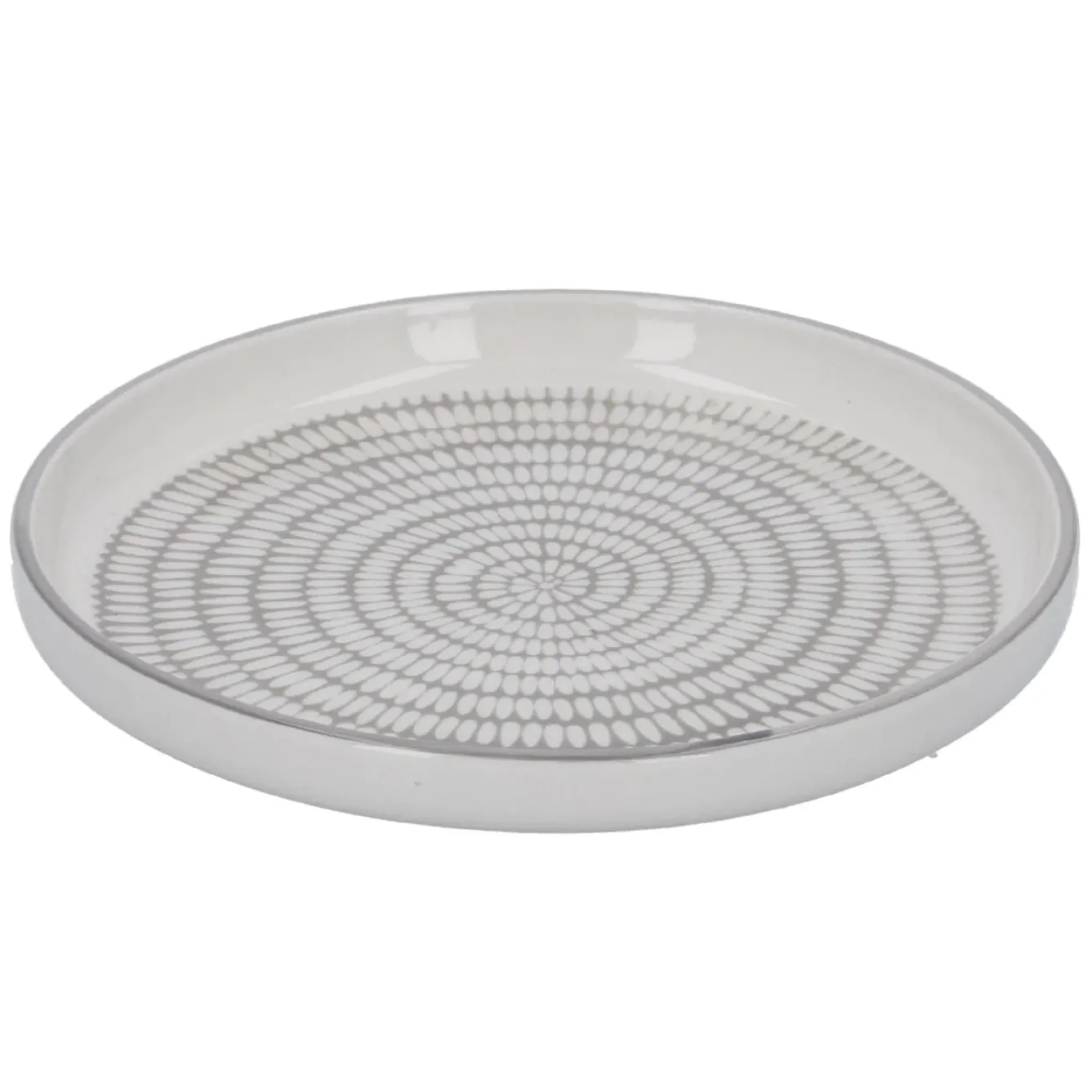 Discount Teller China, Stäbchen/Kreis, Dunkelgrau/wss, 16.5 Cm Küche