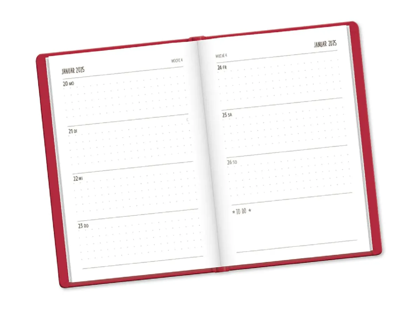 Clearance Terminplaner Lederlook, 2025, Rot Kalender & Planer|Weihnachtsgeschenke
