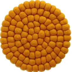 Untersetzer Filzkugeln, Gelb, 20 Cm Küche|Herbstdeko