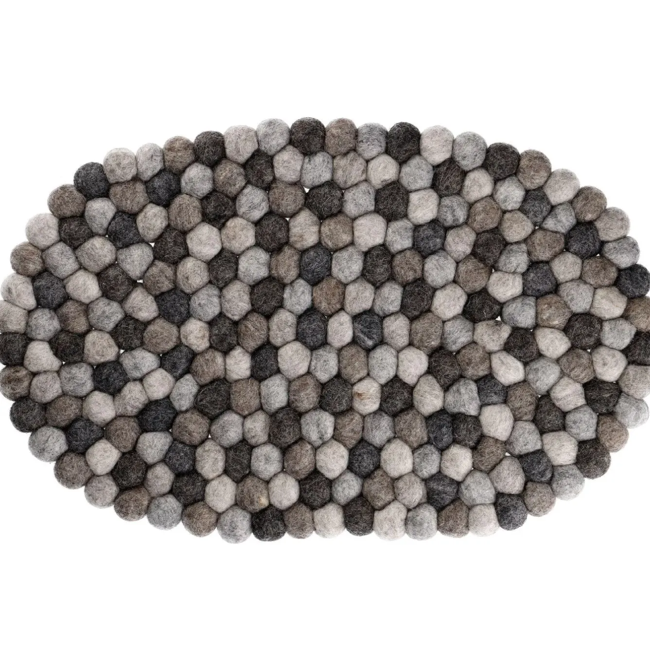New Untersetzer Filzkugeln, Oval/grau, 40 Cm Küche|Tischdeko
