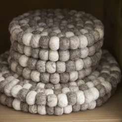 Outlet Untersetzer Filzkugeln, Taupe Mix, 30 Cm Küche|Tischdeko