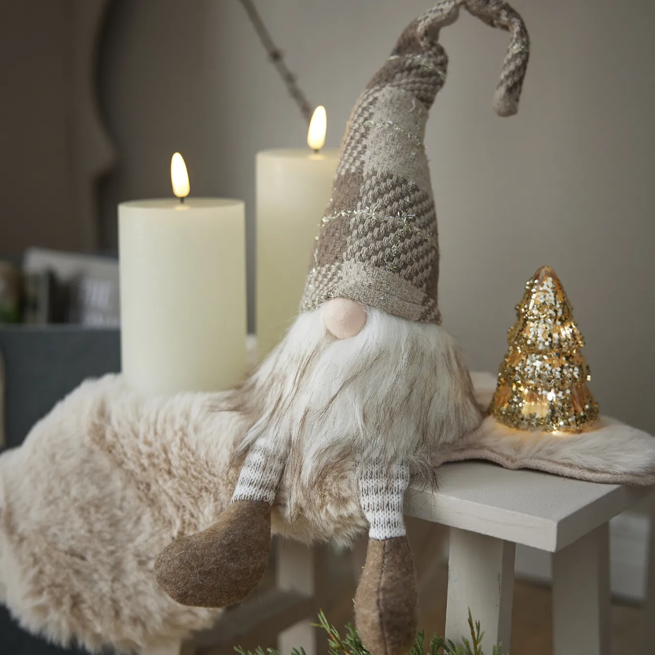 New Wichtel Strick, Karo, 47 Cm Weihnachtsdeko|Weihnachten