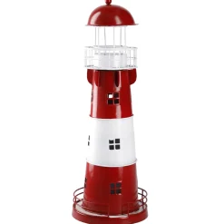 New Windlicht Leuchtturm, Rot/weiß, 36 Cm Deko-Objekte|Windlichter & Laternen