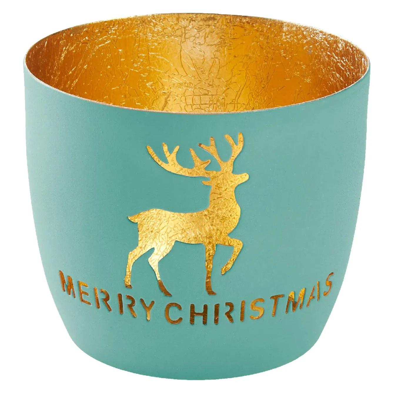 Windlicht Spruch/Xmas, Hirsch/türkis, 10 X 8.5 Cm Windlichter & Laternen|Weihnachtsdeko